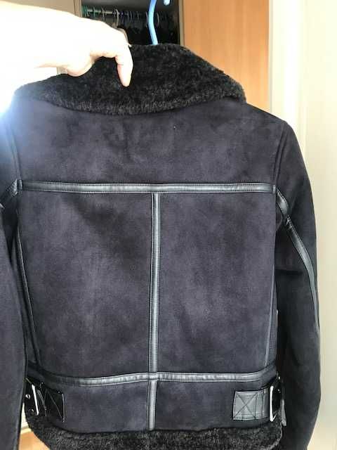 Kożuszek Zara xs nowy ciemny granat, zamki