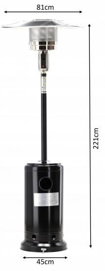 Parasol gazowy malowany proszkowo 221 cm Parasol grzewczy