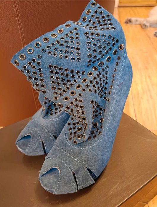 Półbuty na obcasie Prima Moda peeptoe na lato wiosnę