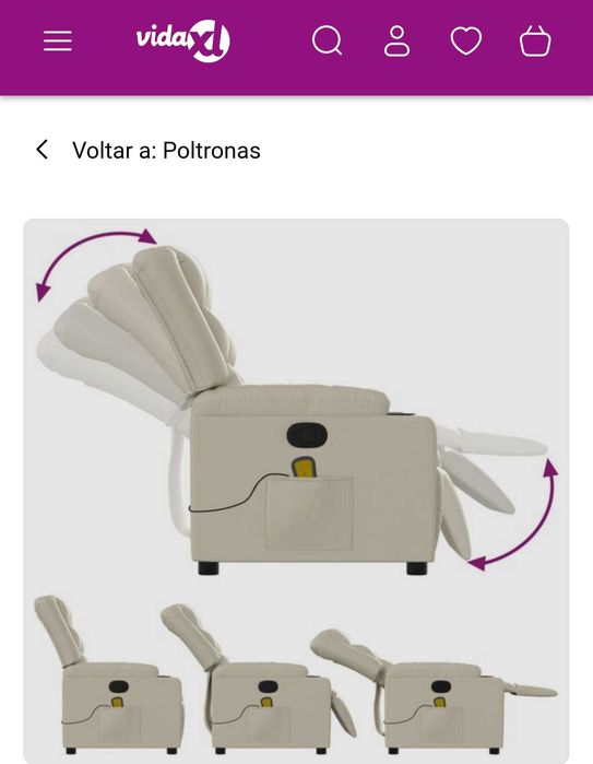 Poltrona de massagem com comando.