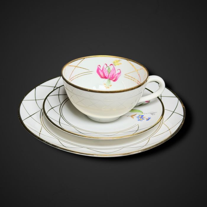 zestaw śniadaniowy trio filiżanka Kaestner Saxonia b6/011753