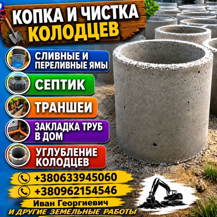 Копка и чистка колодцев любой сложности