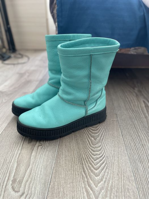 Бірюзові, зимові чоботи