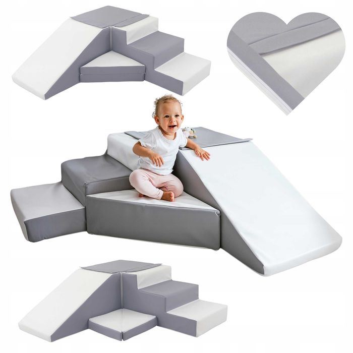 KLOCKI PIANKOWE XXL Dla Dzieci Duża Zjeżdżalnia i Schodki 4 elementy