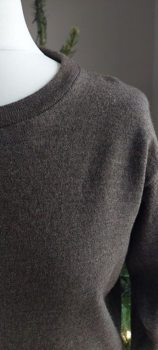 Brązowy sweterek r.S wełna + jedwab + kaszmir