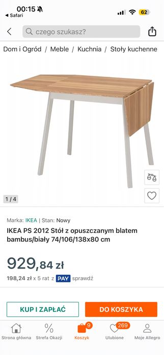 Ikea stół bambus + krzesła