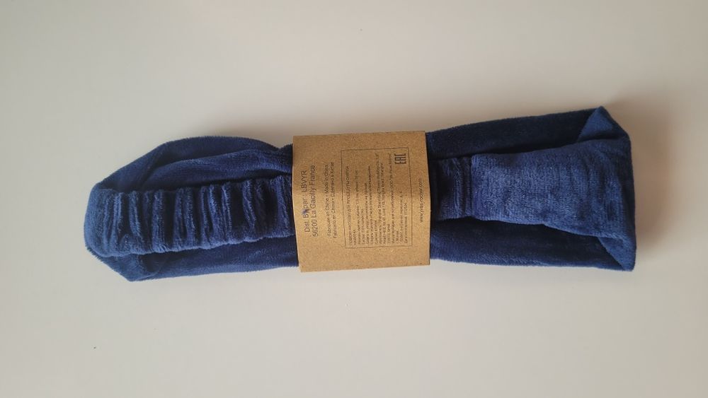 Opaska do włosów na gumce turban granatowy kobaltowy