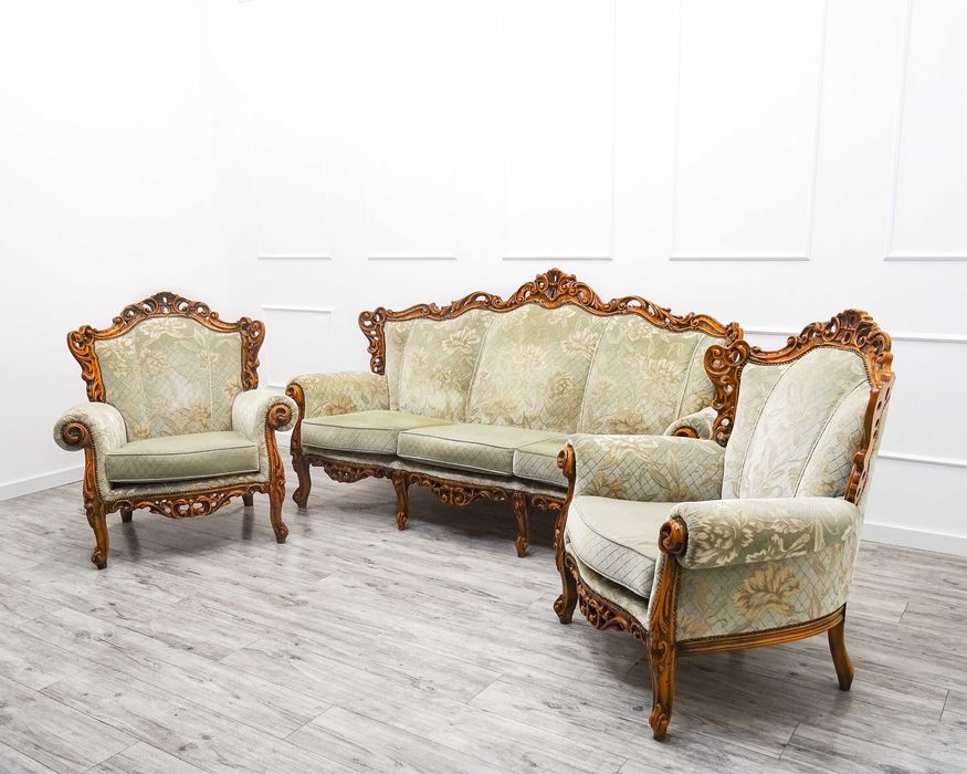 KOMPLET MEBLI salonowych MEBLE do SALONU BUK plusz KANAPA 2 fotele