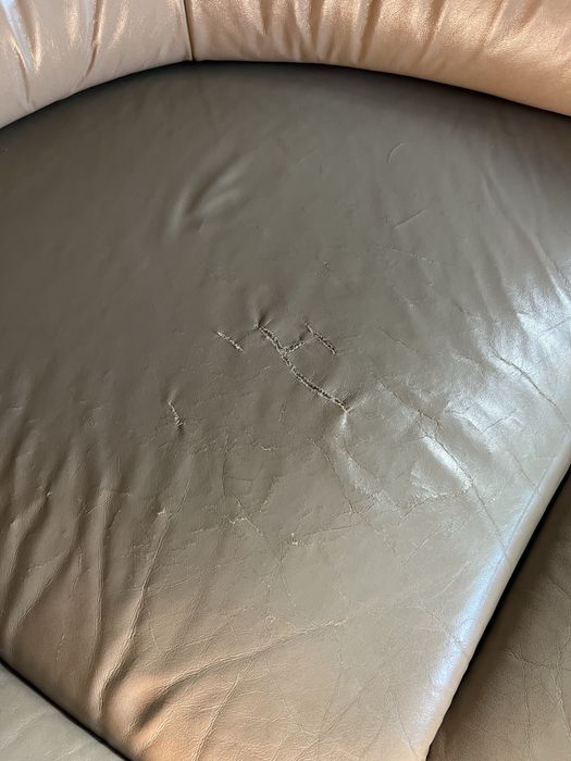 Skórzana sofa narożna ETAP SOFA – jasny beż, naturalna skóra