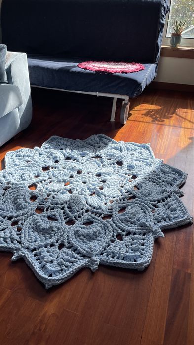 Tapete crochet azul