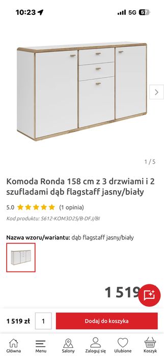 Biala komoda RONDA 158/91/39 nowa