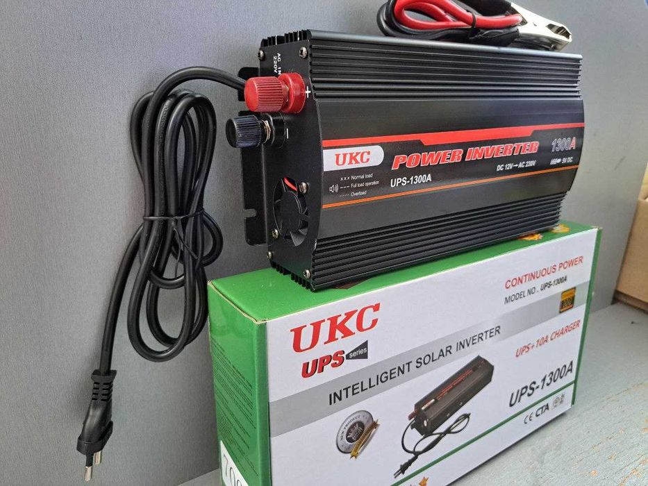 Преобразователь + зарядка 15А 12-220V 1300W Инвертор ИБП ДБЖ для котла