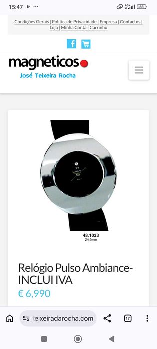 Relógio Jóia Prata Portuguesa Contrastada 925 4,4 cm