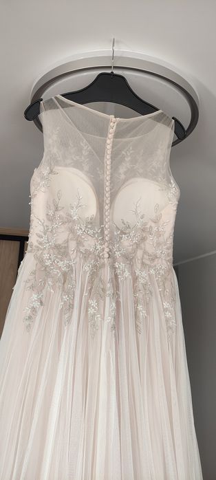 Suknia ślubna ecru długa M