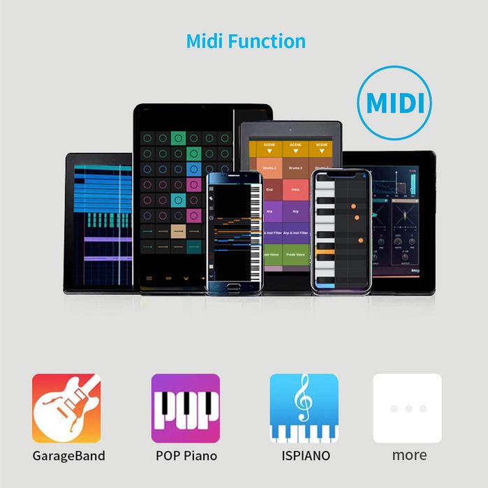 Складне цифрове піаніно на 88 клавіш з підсвіткою (MIDI, Bluetooth)