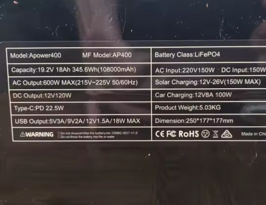 Зарядна станція CTOLITY AP400 600W, 345Вт/год, LiFePo4, Нова в коробці