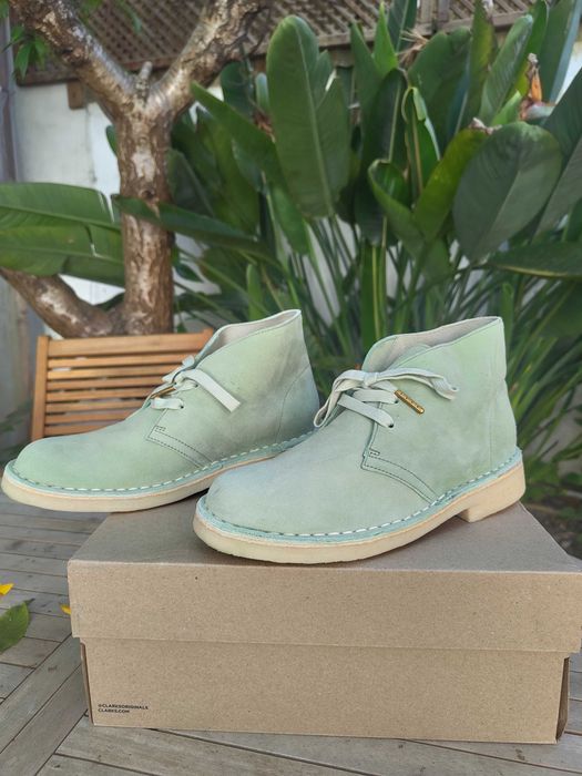 Botas Clarks Originals Desert Boot em Camurça – Verde Menta – Tam. 38 (Novas)