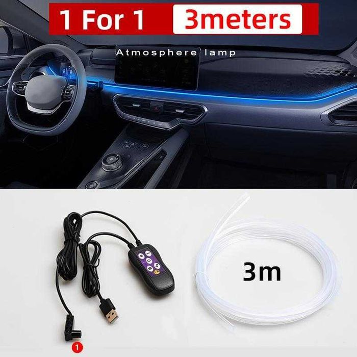Контурная подсветка салона автомобиля RGB 3м USB