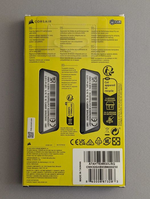 RAM Corsair Vengeance 32GB DDR5 6000Mhz CL30