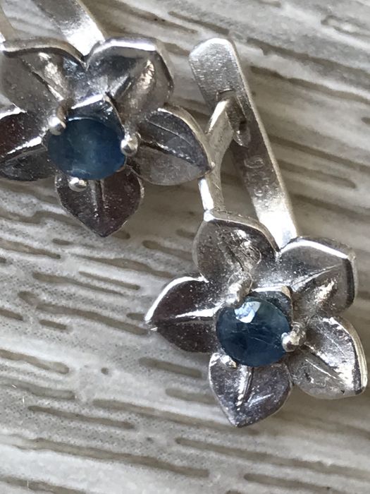 Кольцо сапфир серебро