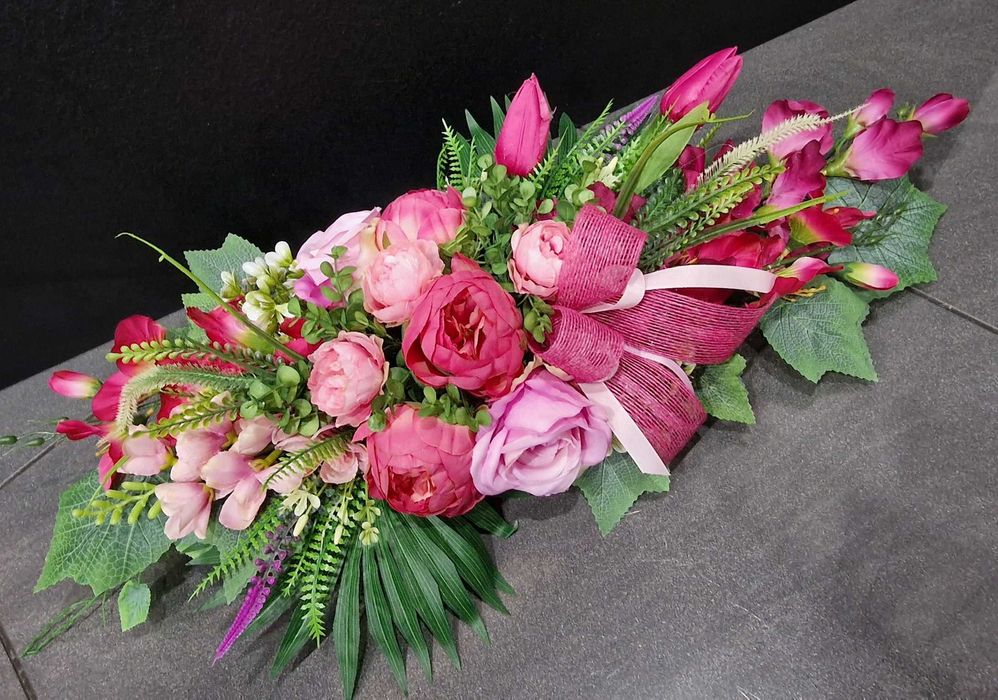 Komplet kompozycji kwiatowych na grób 2xstroik wkład do wazonu WG141