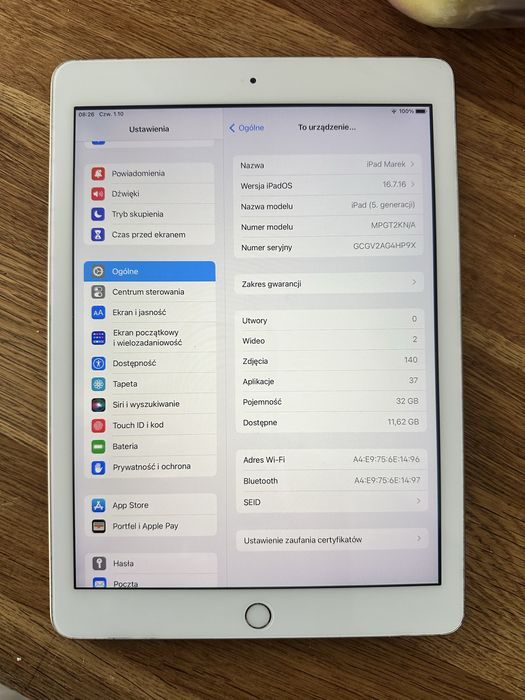 Zadbany Apple iPad 5 bez blokad okazja