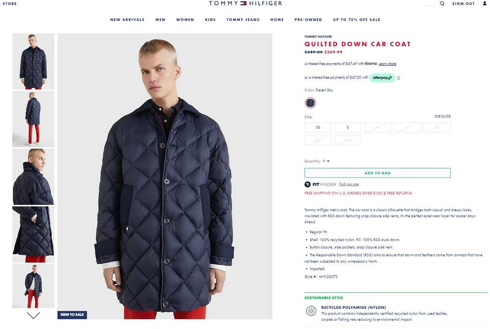 Теплое пуховое пальто куртка Tommy Hilfiger, размер ХХХЛ (56-58)