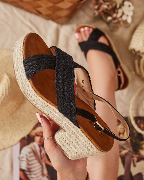 36 37 38 sandały 39 40 41 na obcasie słupku i platformie plecione lato