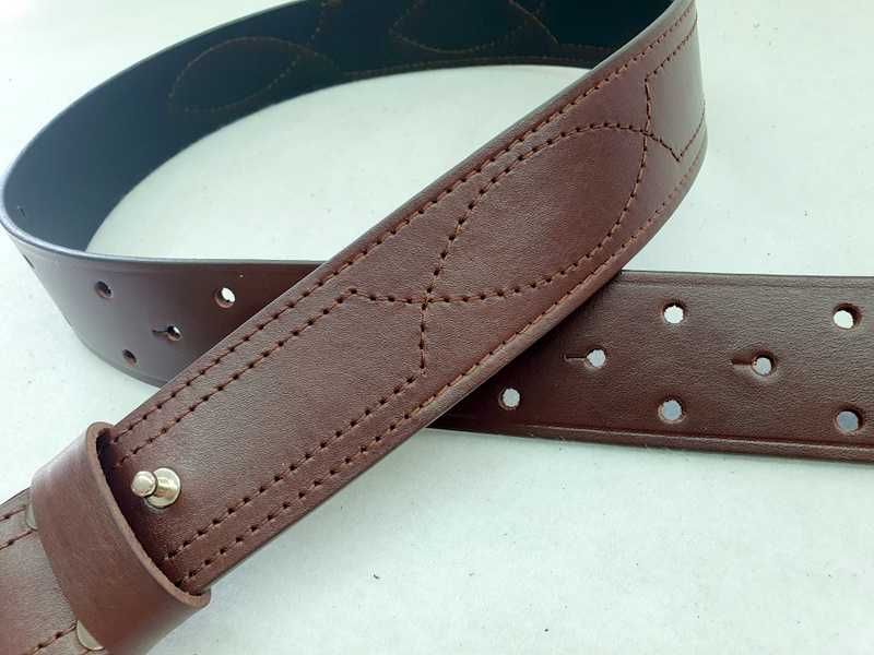 Pas oficerski wojskowy rozmiar 115 jasny brąz kolor klamry mosiądz