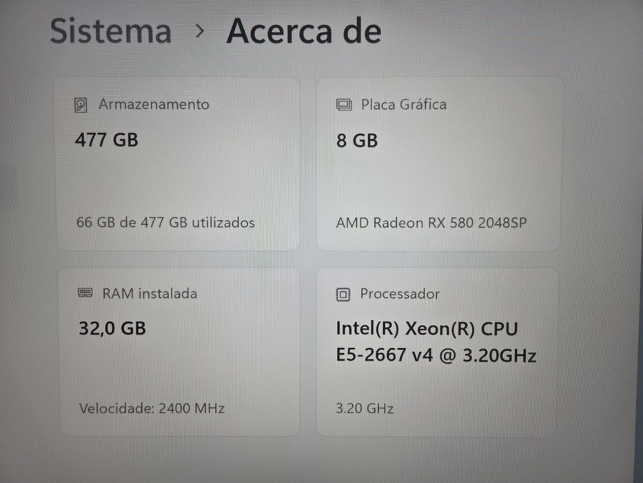 Computador gaming intel xeon 2667v4 rx580 8gb 32gb ram