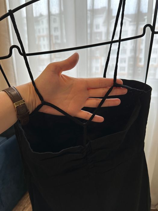 Сарафан плаття сукня S (xs) чорна льон виріз Zara