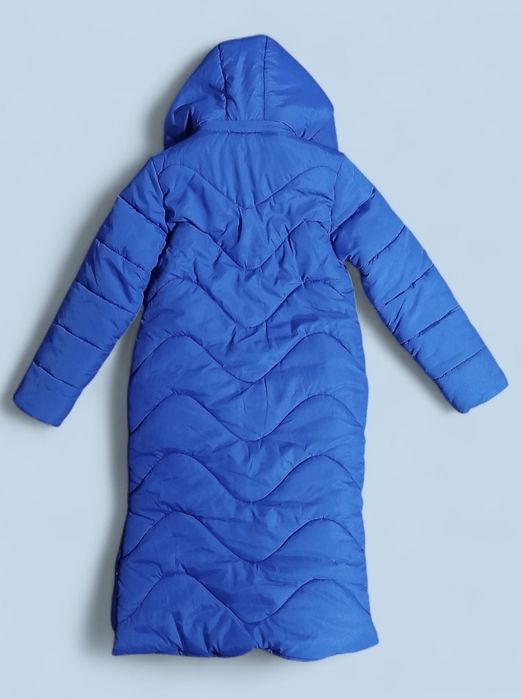 Синий пуховик зимнее пальто длинная куртка Барбарис