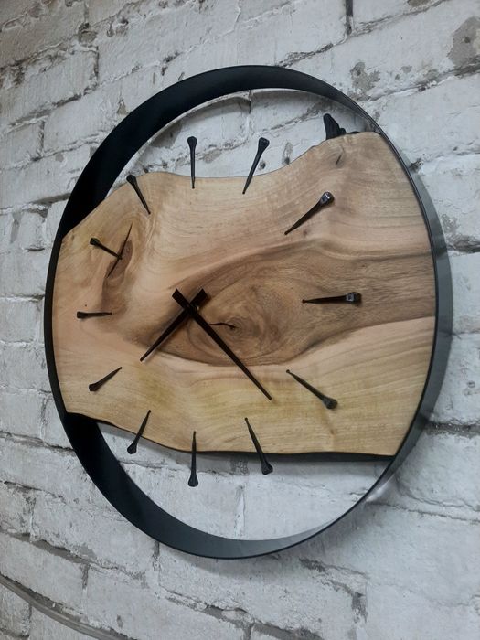 Zegar loft orzech włoski