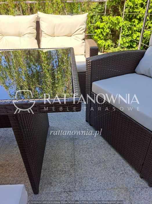 Komplet Mebli Ogrodowych Brąz Technorattanowych Zestaw na Taras/Ogród