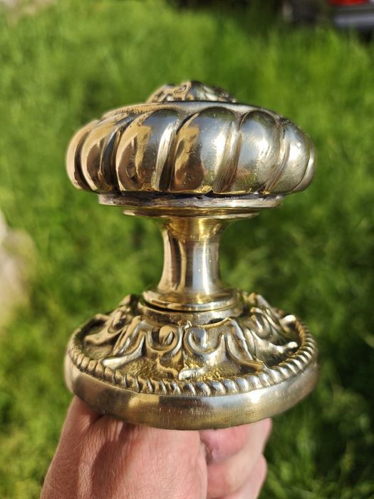 Mosiężna rzeźbiona gałka do drzwi 1.5kg vintage retro piękna