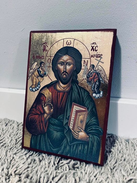 Piękna ikona prawosławna obraz religijny Jezus