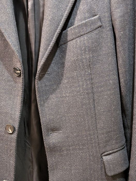 Мужское пальто H&M S/M приталенное, тёплое (61% шерсть)