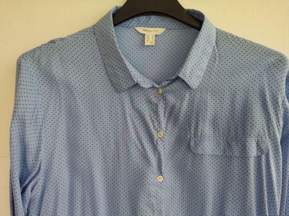 Blusa azul polka dot - Springfield - Tamanho 42
