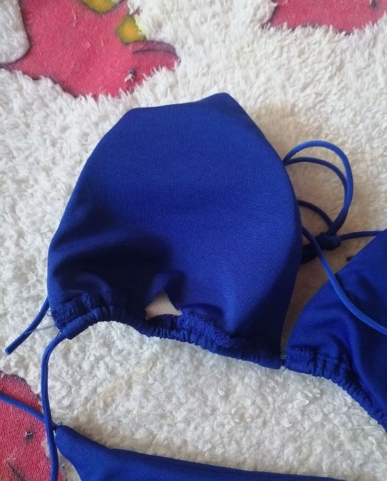 Niebieski kostium kąpielowy bikini stringi sml