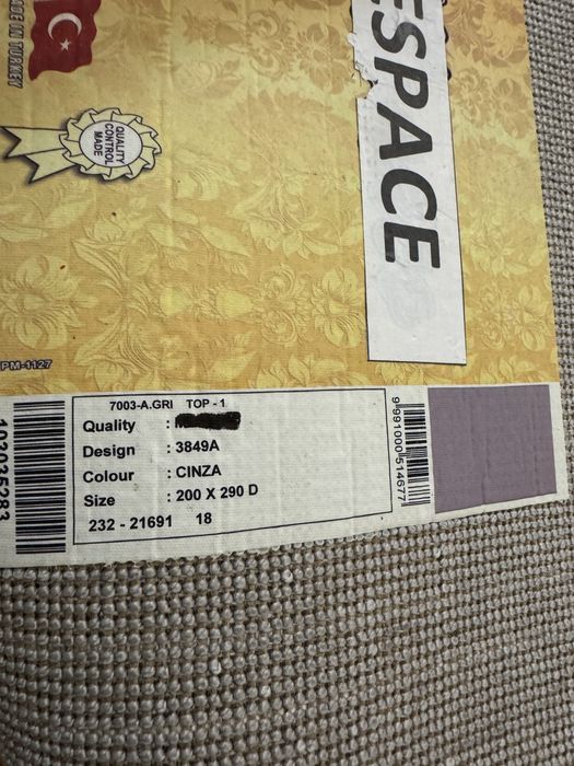 Carpete Cinza - 200 X 290