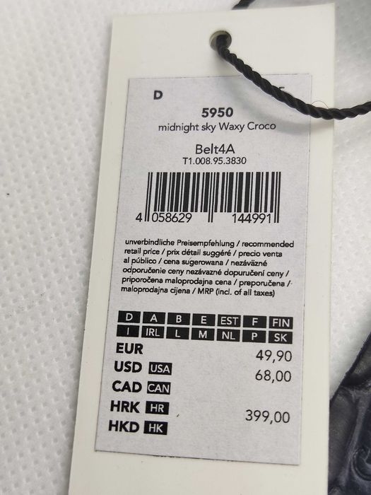 NOWY skórzany pasek damski Liebeskind Berlin Belt4A czarny GERMANY