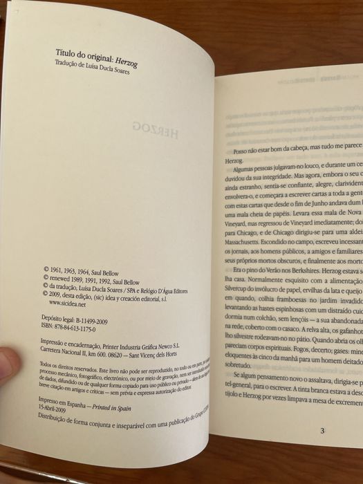 Livro “Herzog” de Saul Bellow