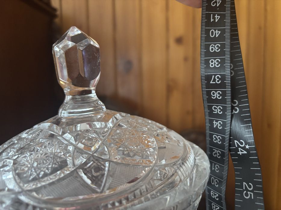 Duzy krysztalowy wazon PRL oryginalny krysztal