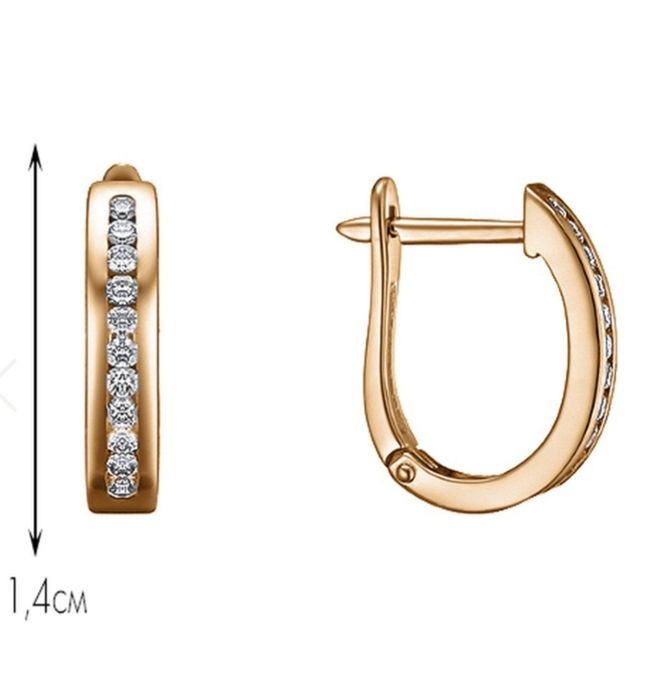 Золотые серьги с бриллиантами  0.22ct 2.41гр. дорожка  новые