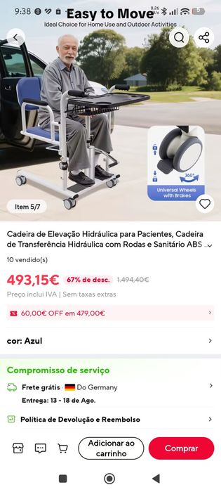 Cadeira de apoio a idoso