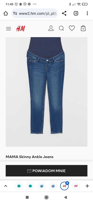 Jeansy ciążowe H&M