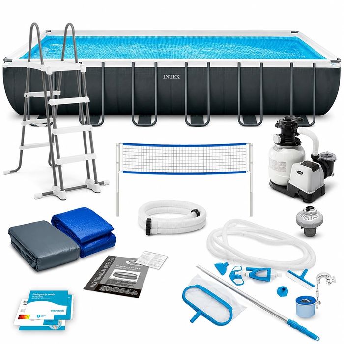 Каркасний басейн Intex 26364 / 26368 (732×366×132) з піщаним насосом ULTRA XTR Rectangular Frame Pool 7 м великий прямокутний