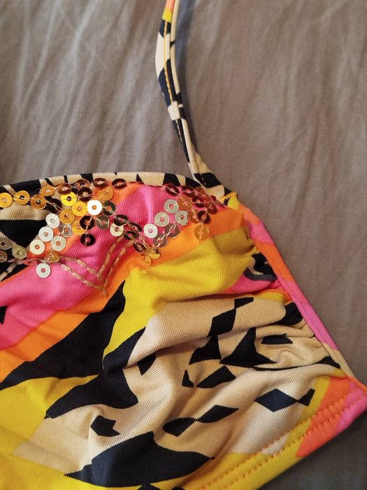 Kolorowy pomarańczowy stanik do opalania opaska M L