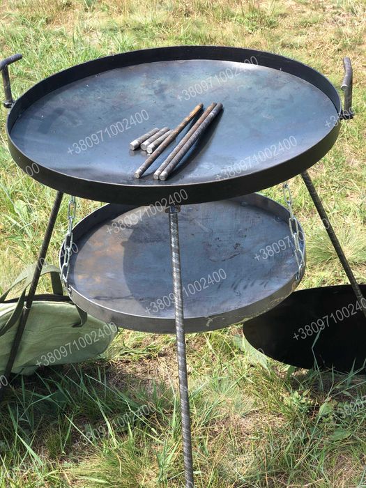 Сковорода с подставкой для огня из диска бороны.Садж мангал на природу