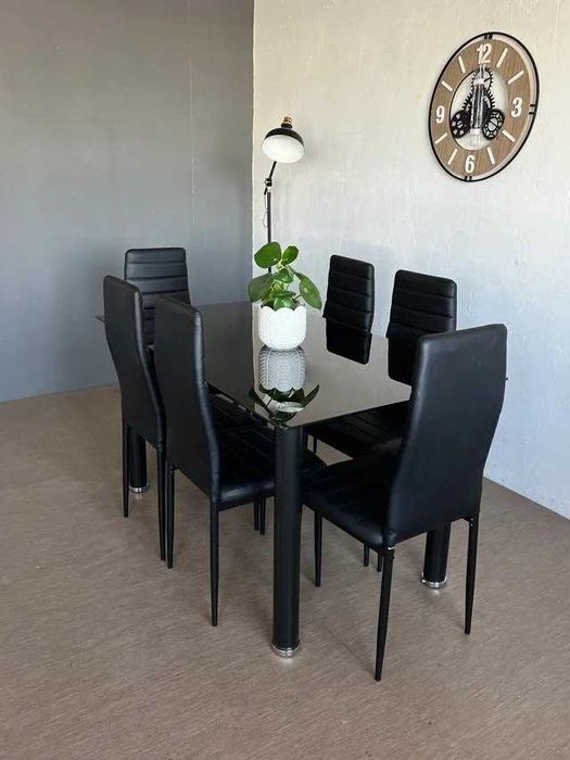 Mesa preta nova com 6 cadeiras - envio gratis